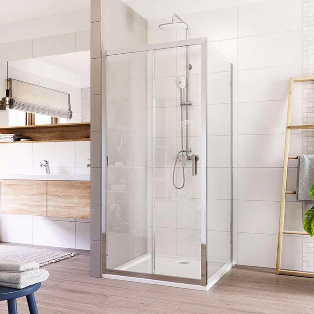 Mereo Cabina doccia, Lima, quadrata, a scomparsa, 100x100 cm, cromo ALU, vetro Clear - CK86433K