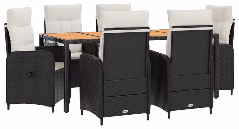 Set da tavolo da esterno, 7 pezzi, colore nero e crema