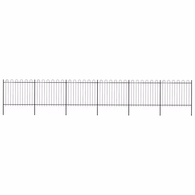 Recinzione da giardino vidaXL in acciaio con parte superiore ad anello, colore nero, L: 1005 cm, H: 150 cm