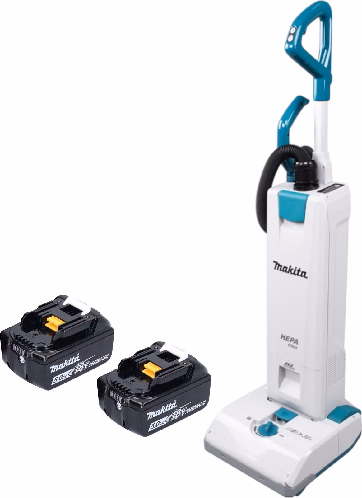 Aspirapolvere a batteria Makita DVC 560 T2 36 V (2x 18 V) 5 l Brushless + 2 batterie da 5,0 Ah - senza caricabatterie