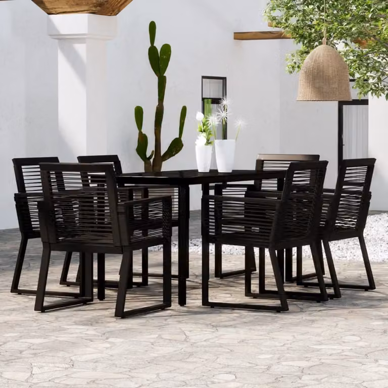 The Living Store Set da pranzo da giardino 7 pezzi nero