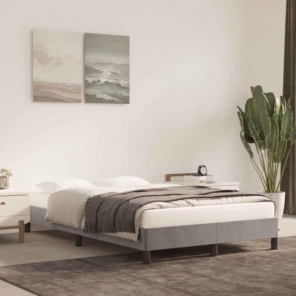 vidaXL Giroletto in Velluto Grigio Chiaro senza Materasso L/P: 120 x 200 cm