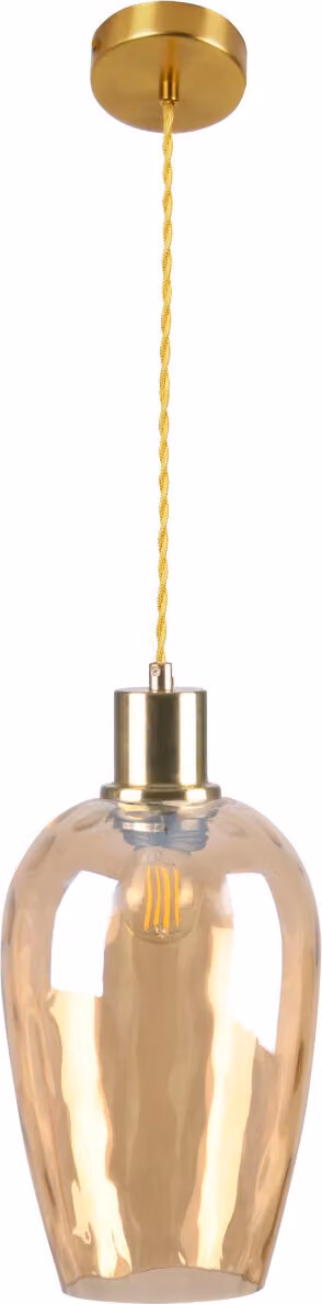 Lampada a sospensione LARGI color ambra e oro, 1xE27x20W, vetro, dimensioni: 120x15x15 cm, IP20, Polux
