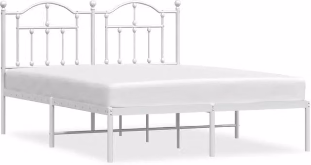 Letto matrimoniale con testiera in metallo bianco lacca L/P/H: 140 x 200 x 97 cm