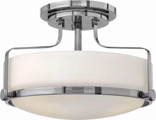 Plafoniera Harper Hinkley 3xE27 cromata vetro bianco