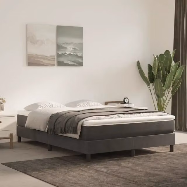 Materasso a Molle-Materasso per letto Grigio Scuro 140x190x20 cm in Velluto