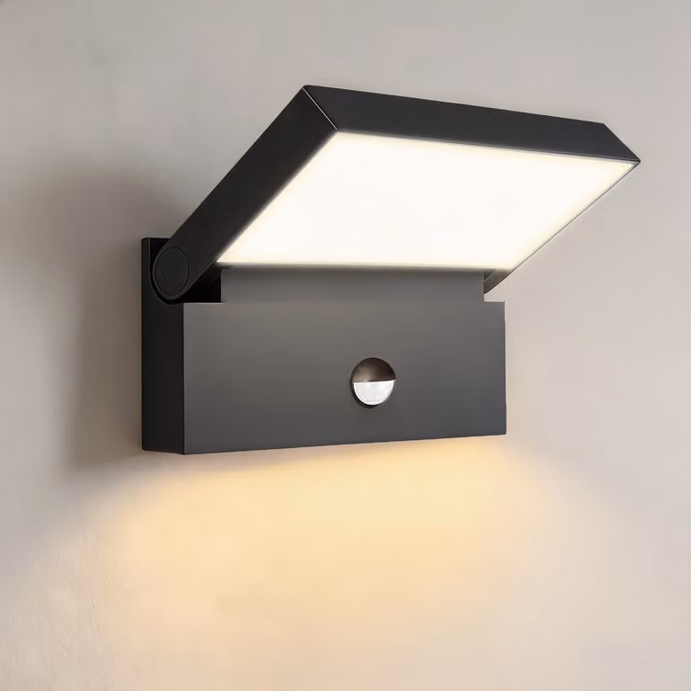 Lampada da parete esterna a LED con sensore di movimento, orientabile a 90°, grado di protezione IP65, colore grigio scuro