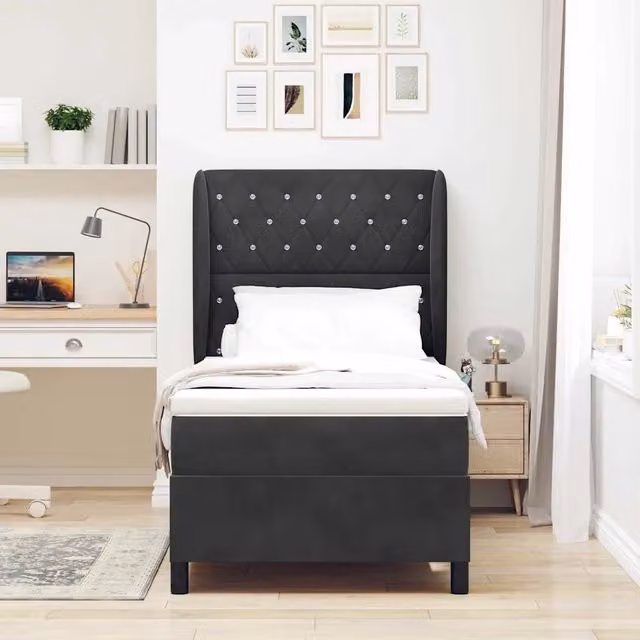 Letto ibrido con materasso a molle insacchettate vidaXL in velluto nero L 90 cm x P 200 cm