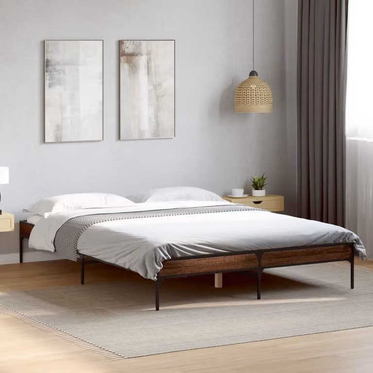 Giroletto vidaXL in legno e metallo colore rovere marrone L/P: 138 x 193 cm