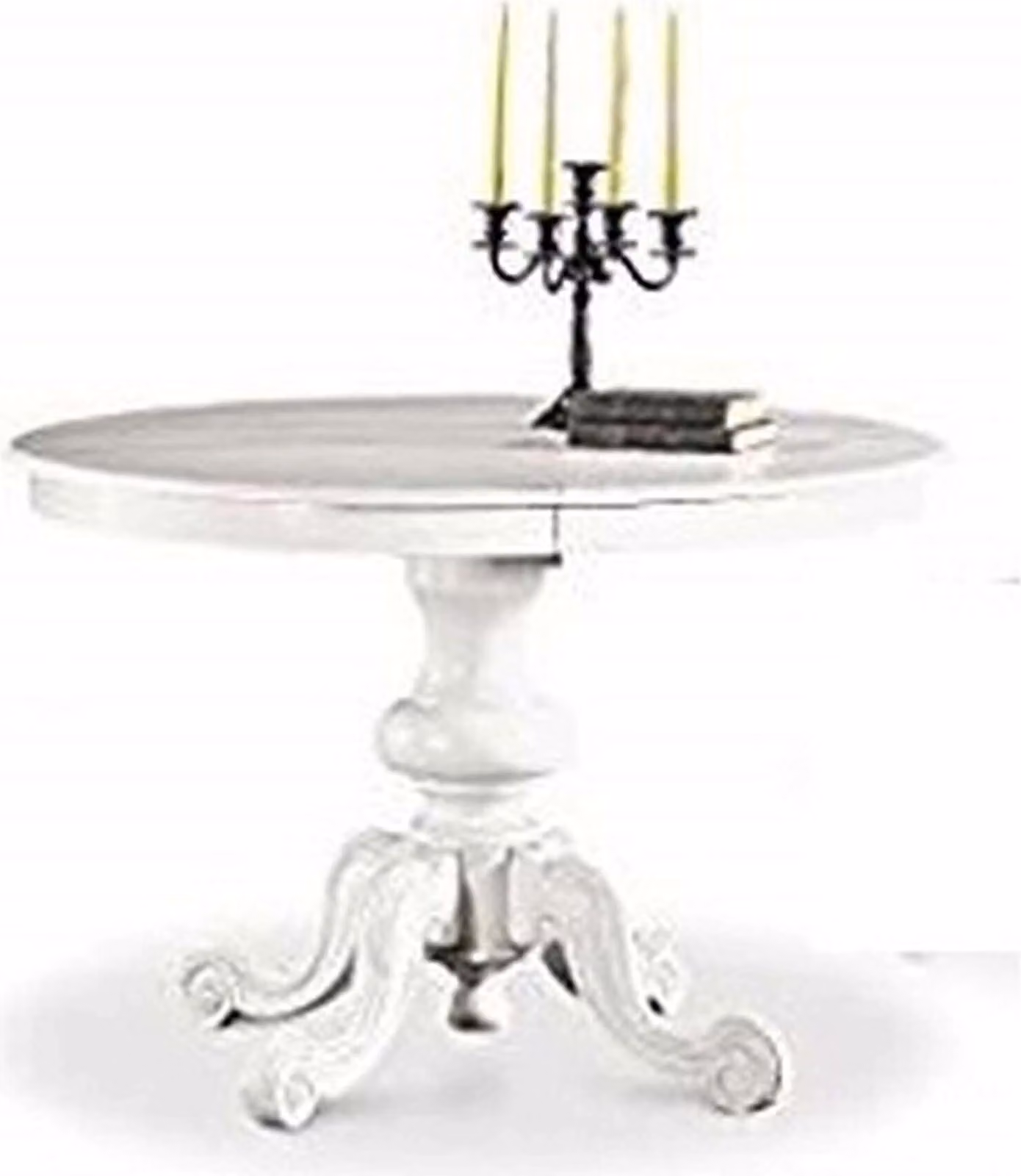 Milani Home - tavolo da pranzo rotondo allungabile 120-158 cm, bianco, legno massello
