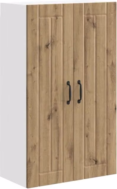 Pensile moderno HELLOSHOP26 per cucina o soggiorno in legno di rovere color marrone con ante scorrevoli, L: 60 cm, P: 31 cm, H: 100 cm