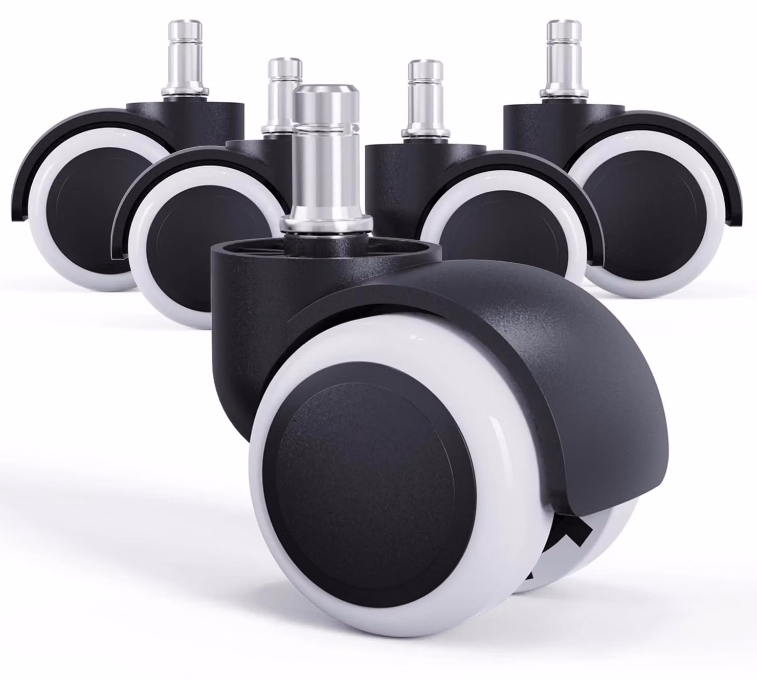 5 ruote per sedia da ufficio, 11 mm x 22 mm, colore bianco
