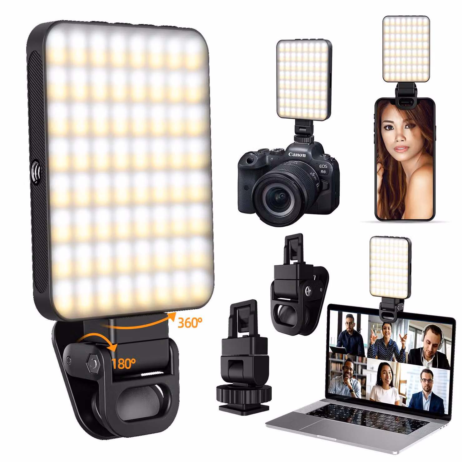 ZELURXX Luce di riempimento magnetica, luce per cellulare, luce per fotocamera, luce per selfie, luce a 3 modalità di colore, luce da 2000 mAh, lampada dal vivo