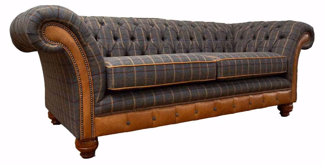 Sofa 3 Sitzer Designer Sofa Couch Polster Braun Couchen Stoff Textil