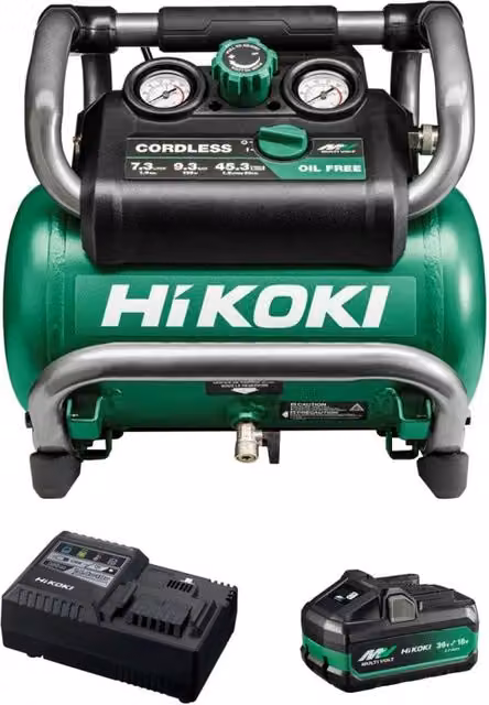 Compressore HiKOKI EC36DAB1X verde con batteria 1 x 4,0Ah/8,0Ah e caricabatterie UC18YSL3 – 1