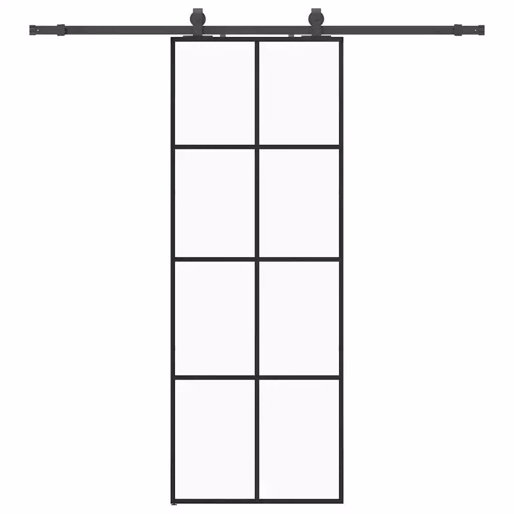 Porta Scorrevole Moderna VIDAXL in Vetro Trasparente con Ferramenta Nera in Alluminio L: 76 cm, H: 205 cm – 2