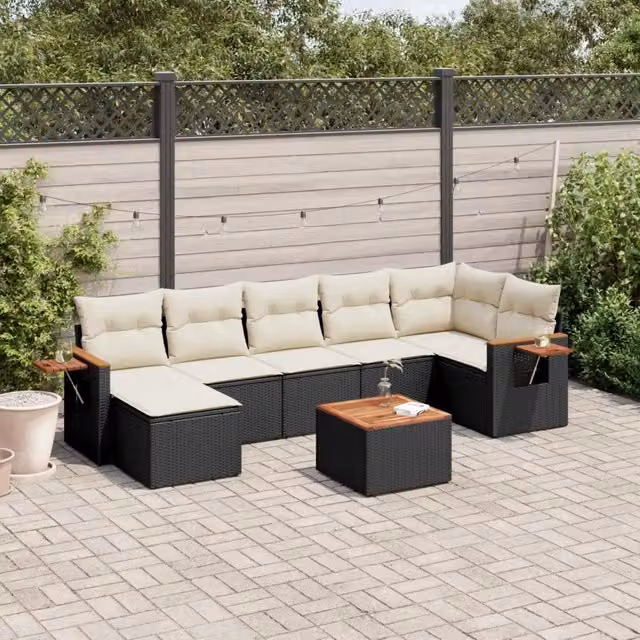 Set Divani da Giardino con Cuscini 8 pz Nero in Polyrattan 3227036