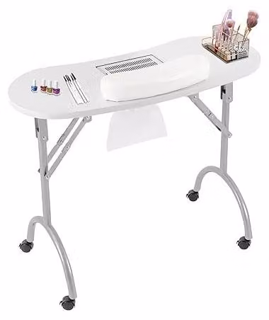 Tavolo pieghevole per manicure con sistema di aspirazione della polvere, piano di lavoro di 90x40 cm, capacità di carico di 30 kg, tavolo portatile per nail art, ideale per saloni, uso domestico e centri estetici. Facile da pulire e salvaspazio