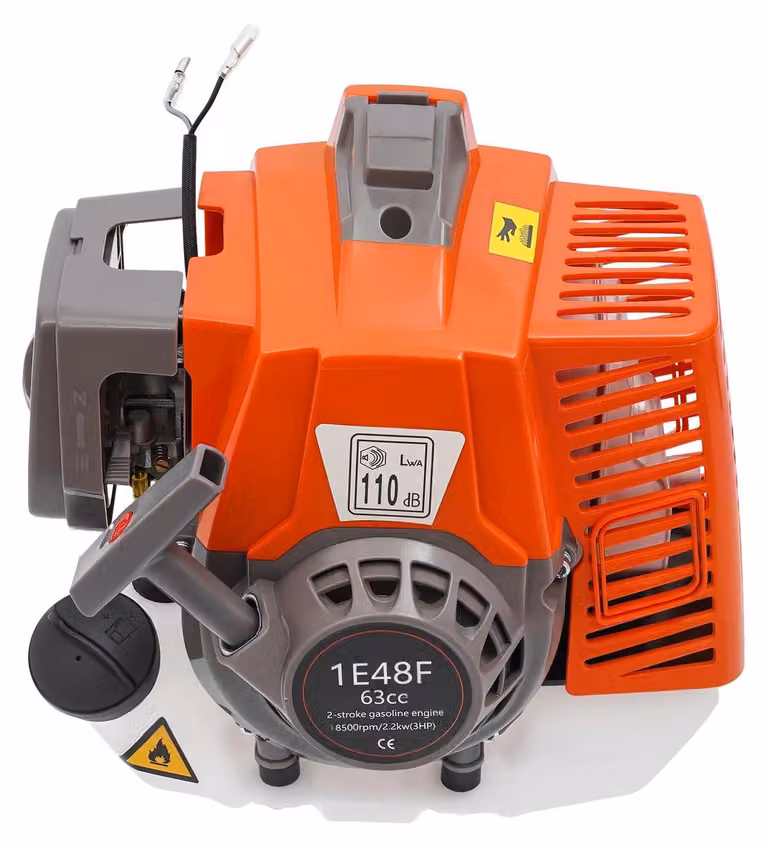 Motore a benzina - 2 tempi 63 cm³ - 2,2 kW - Raffreddato ad aria - Avviamento a fune - Per macchine da giardino e agricole - Rosso