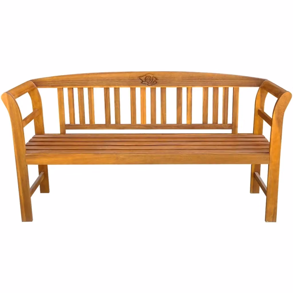Panchina da giardino vidaXL in legno di acacia naturale con braccioli, L: 157 cm