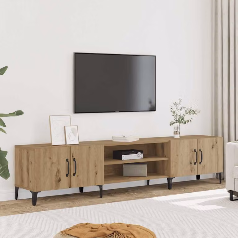 Mobile TV vidaXL in legno color rovere marrone con scomparti multimediali L: 180 cm, P: 31,5 cm, H: 40 cm