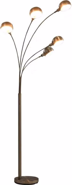 Lampada da terra ad arco moderna HELLOSHOP26 in metallo cromato e argento con 5 luci regolabili, Altezza: 200 cm
