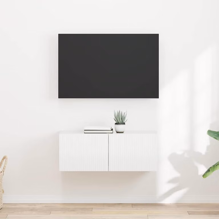 Set di 2 mobili TV da parete vidaXL in legno MDF bianco lucido, design moderno per il tuo soggiorno