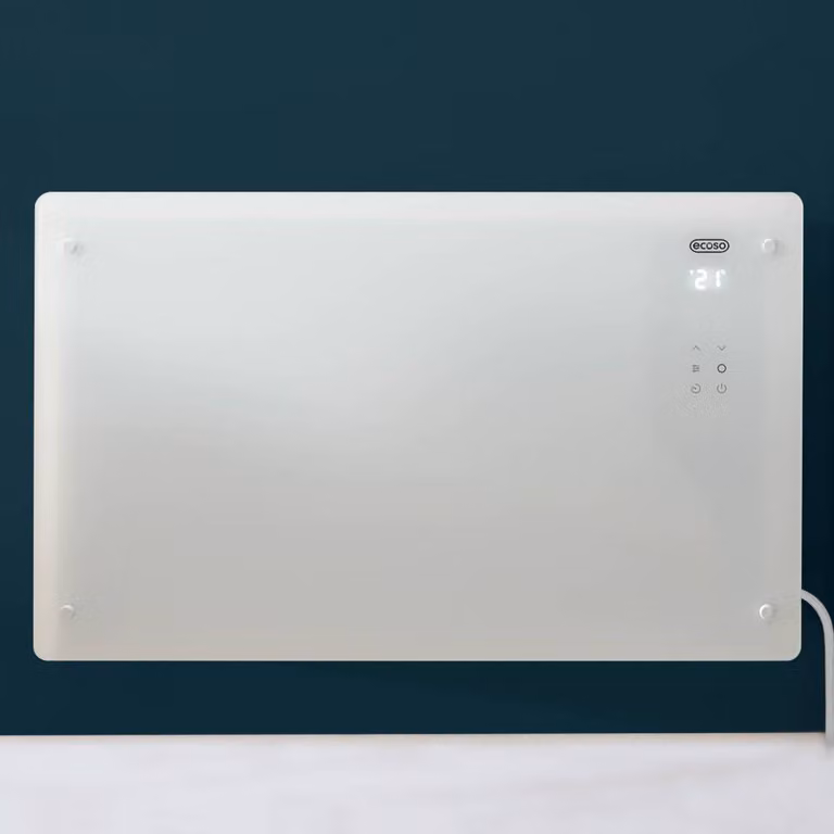 Pannello Riscaldante Smart Vetro Bianco 2000W - Con presa elettrica - Calore rapido