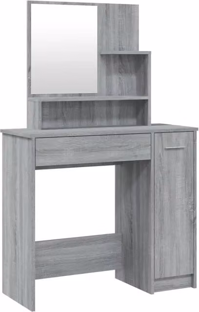 Toeletta tavolo da trucco di design mobile da camera da letto con specchio 86,5 x 35 x 136 cm grigio 02_0006389