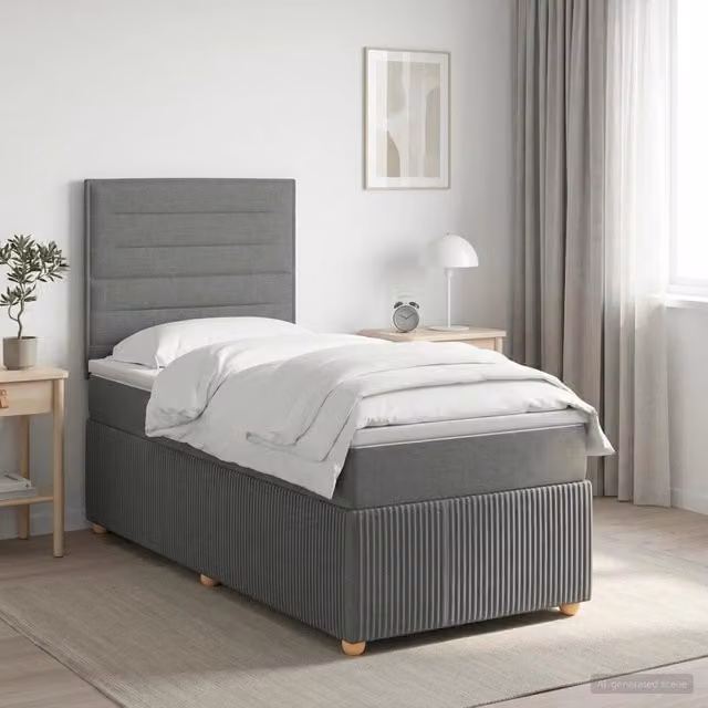 Letto box spring con materasso Grigio Scuro Singolo Tessuto 3454686