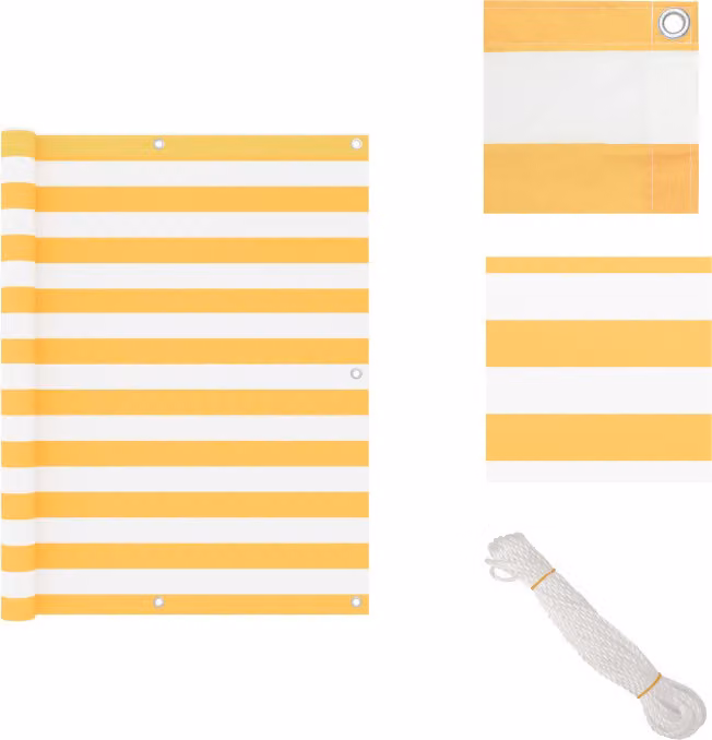 vidaXL Schermo privacy per balcone bianco e giallo 120x600 cm Tessuto Oxford - Ombrelloni e tende da sole