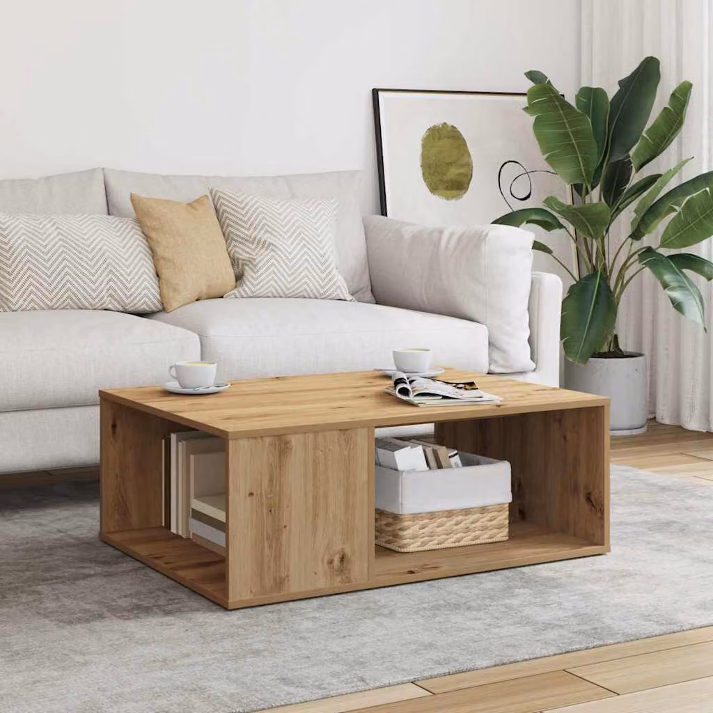 vidaXL Tavolino da Salotto Rettangolare in Legno Marrone Stile Scandinavo L: 90 cm, P: 67 cm, H: 33 cm
