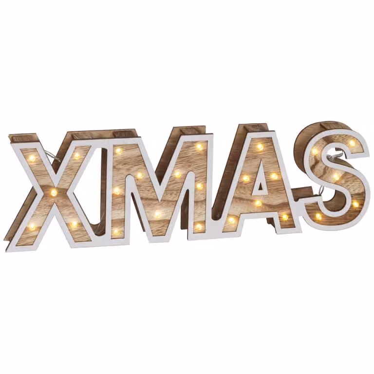 Lettere decorative, 25 LED bianco caldo, scritta XMAS