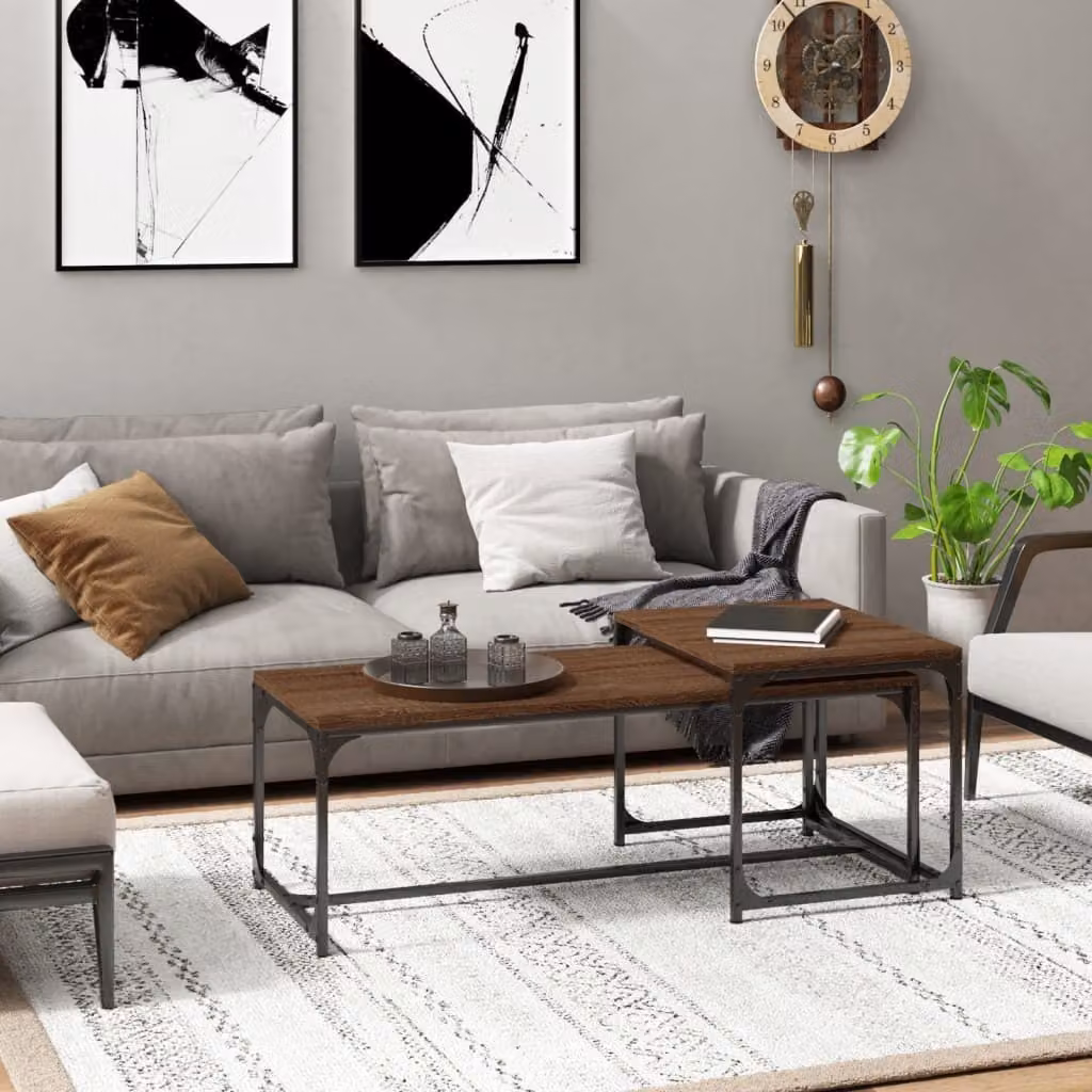 Maison Exclusive - Tavolini da salotto 2 pezzi Marrone Effetto rovere Materiale ligneo