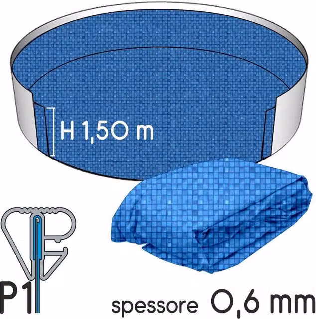 Liner Per Piscina A Forma Circolare 4,00 X H. 1,20 M Sabbia - Attacco P3 - Spessore 0,80 Mm Colore: Ibiza, Tipo attacco: P1, Altezza: 1.50 m