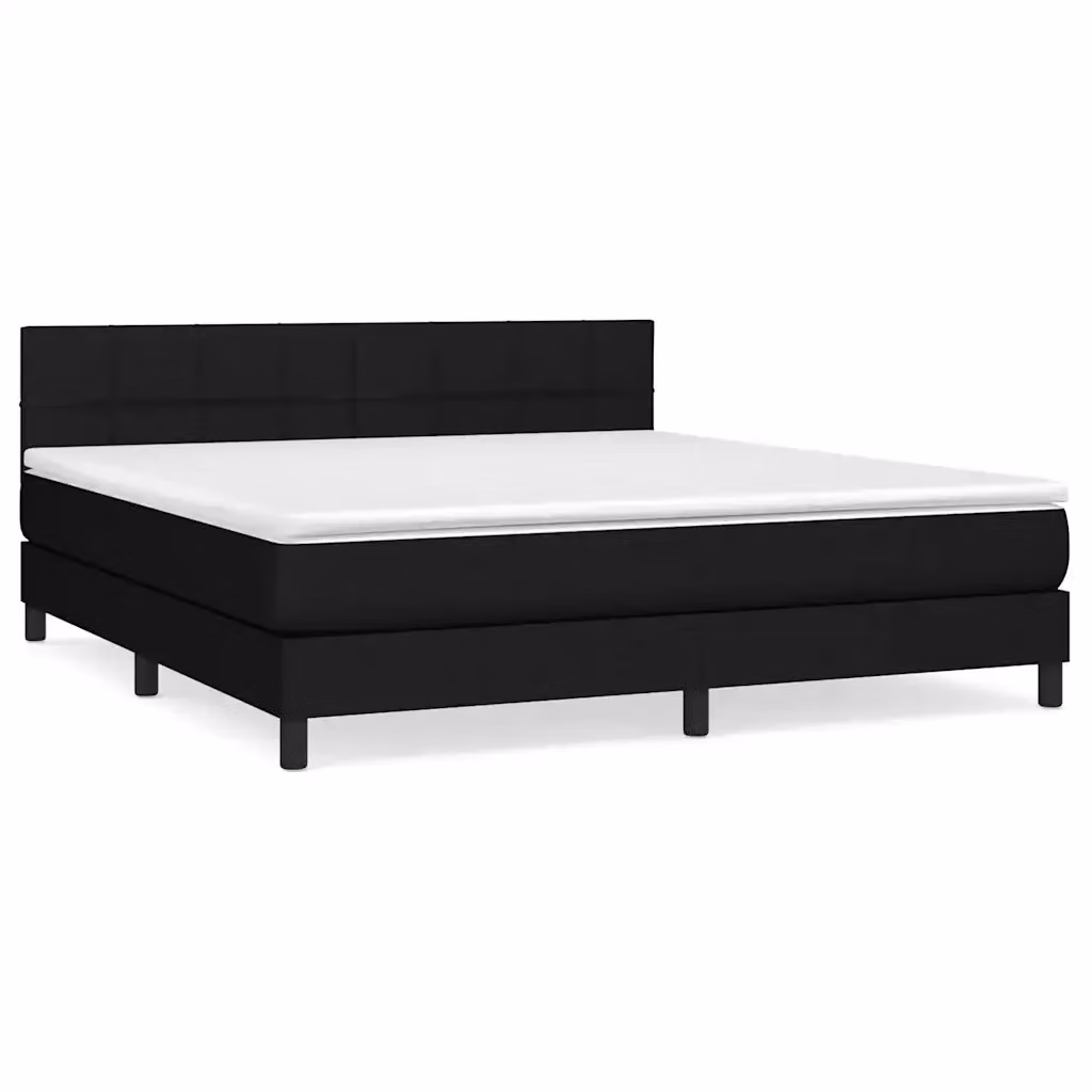 Letto Ibrido vidaXL con Giroletto a Molle e Materasso in Tessuto Nero e Bianco L/P: 160 x 200 cm – 2
