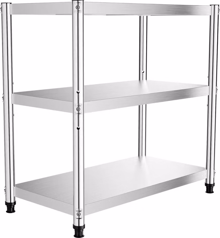 Scaffale da cucina - Scaffale a 3 ripiani - Acciaio inossidabile - Ripiani regolabili - Scaffale per microonde - Indipendente - Bianco