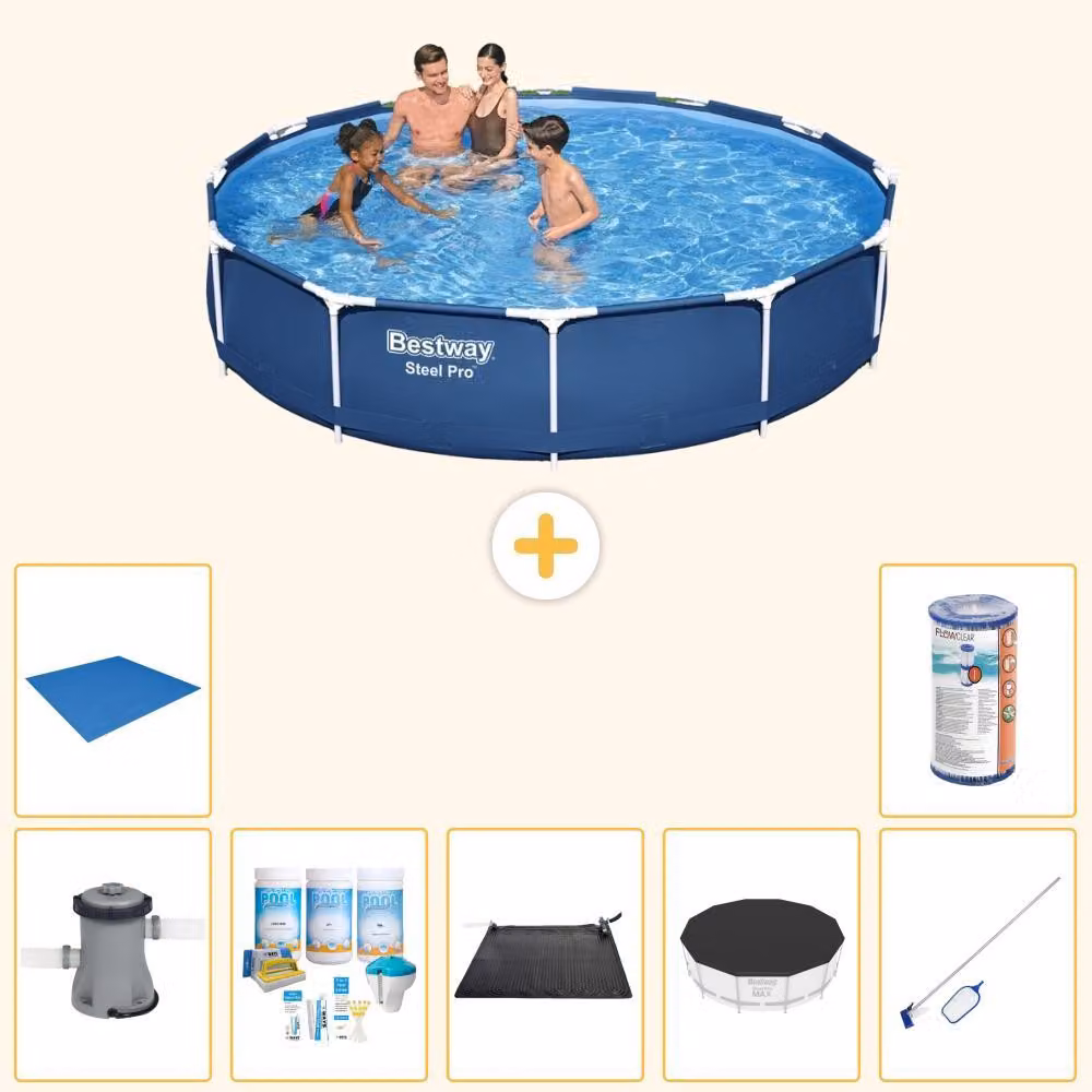 Bestway Steel Pro, piscina in acciaio, forma rotonda - 366x76 cm - 8 pezzi, modello S21592
