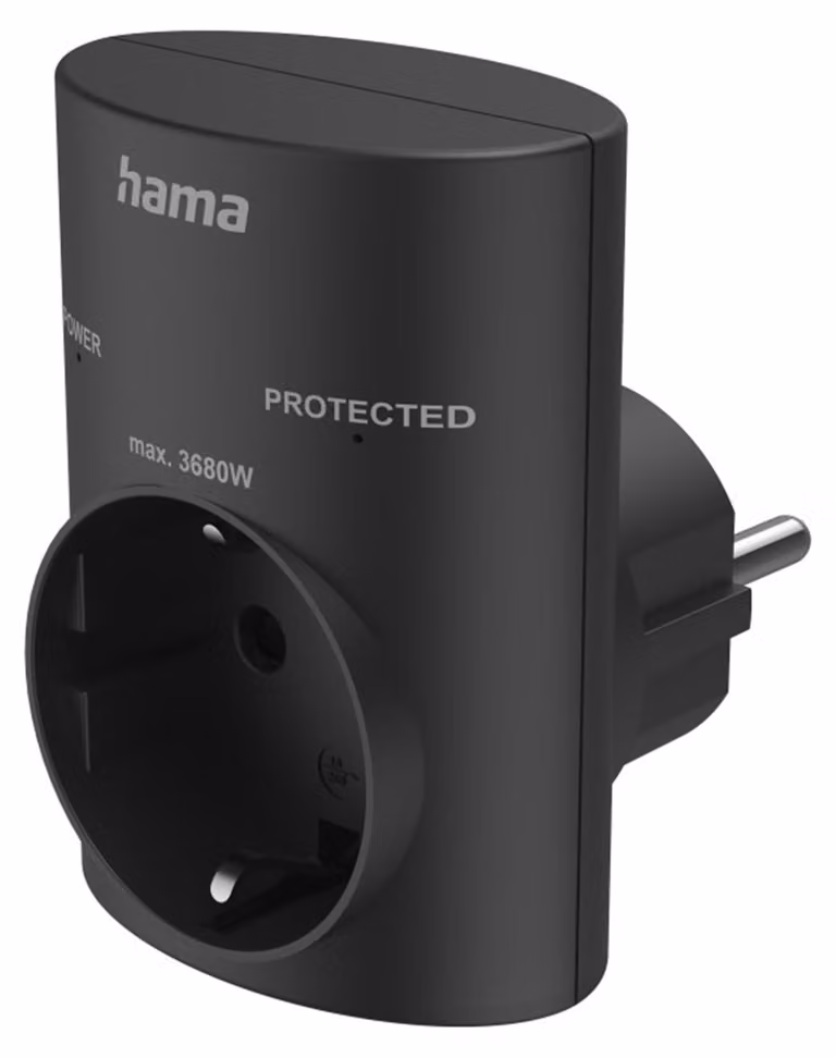 HAMA Presa con protezione integrata da sovratensione, nero
