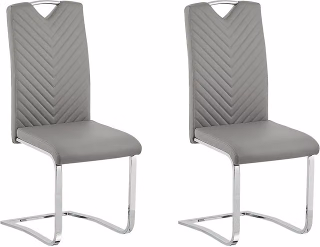 Set di 2 sedie da pranzo grigio chiaro con sedile imbottito in ecopelle con schienale alto a sbalzo per sale conferenze moderne