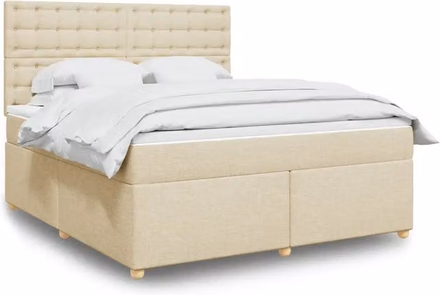Letto Ibrido con Materasso vidaXL in Tessuto Beige e Bianco L: 180 cm, P: 200 cm