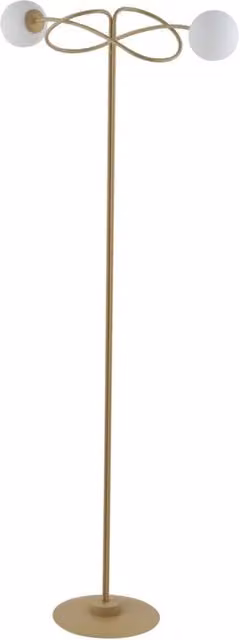 Lampada da terra Velvet Sigma Lighting oro e beige con 2 globi in vetro bianco H: 166 cm, L: 30 cm, P: 24 cm