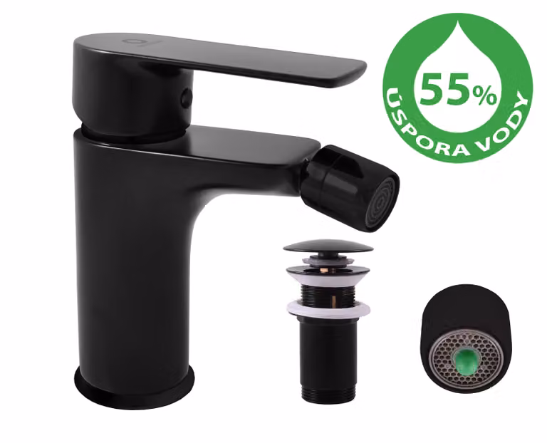 Slezák-RAV Rubinetto per bidet VLTAVA ECO nero opaco, Colore: nero opaco, Finitura della superficie: nero opaco, Dimensione: 1/2''
