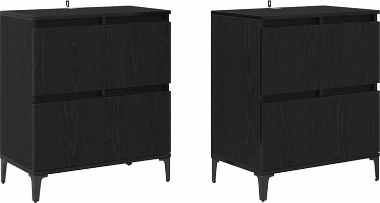 Sideboards 2 pcs Rovere Nero 60 x 35 x 70 cm Legno multistrato