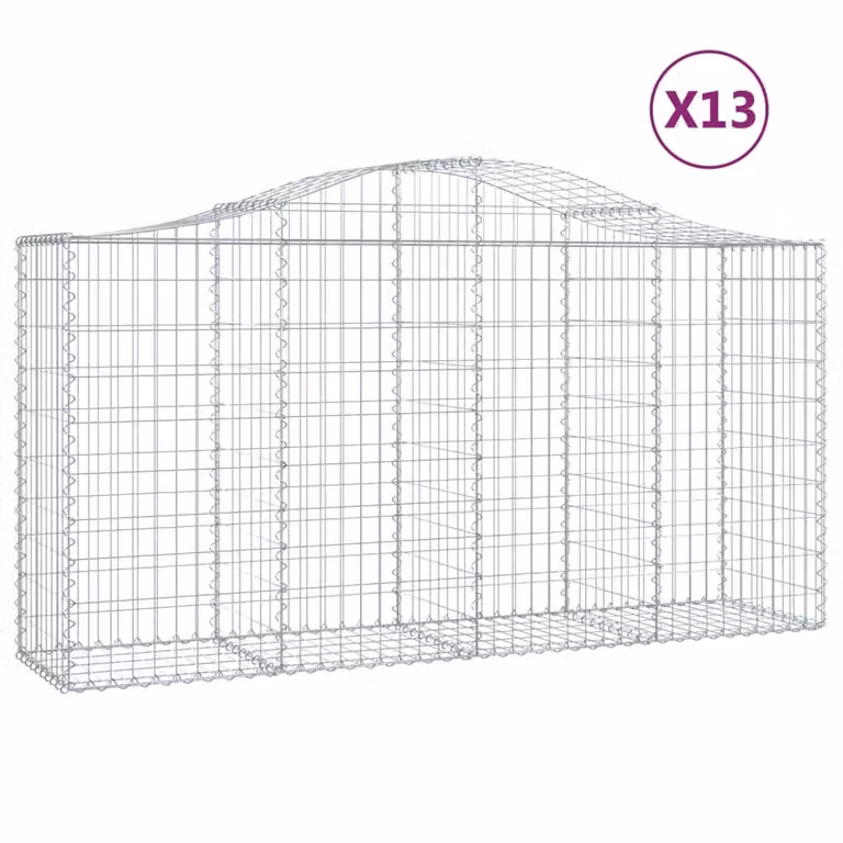 Cesti Gabbioni ad Arco 13 pz 200x50x100/120 cm Ferro Zincato