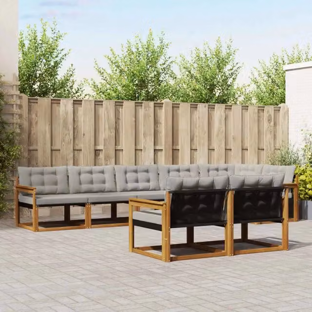 Set di divani da esterno 8 pz Grigio Naturale e Chiaro 3369570