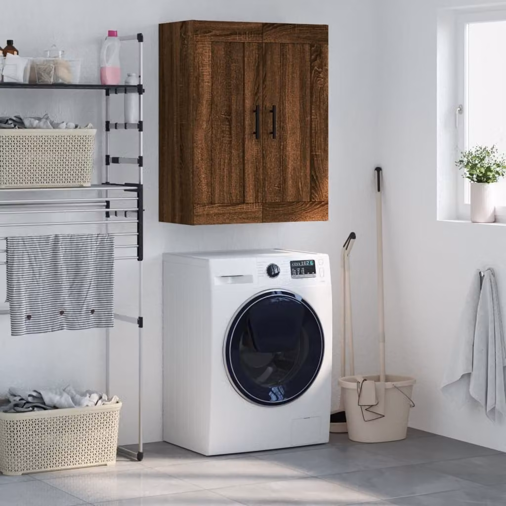 Mobile a parete vidaXL in legno Rovere Marrone, design moderno con ante a battente, L/P/H: 69,5 x 34 x 90 cm