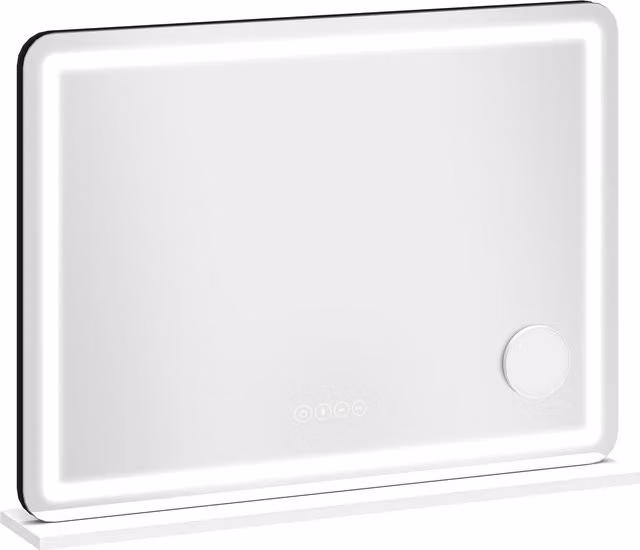 Specchio da trucco luminoso HOMCOM con LED dimmerabile e luce RGB, 3 temperature colore, bianco, L: 80 cm, H: 60 cm