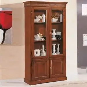 Vetrina cristalliera arcadia in legno noce arte povera