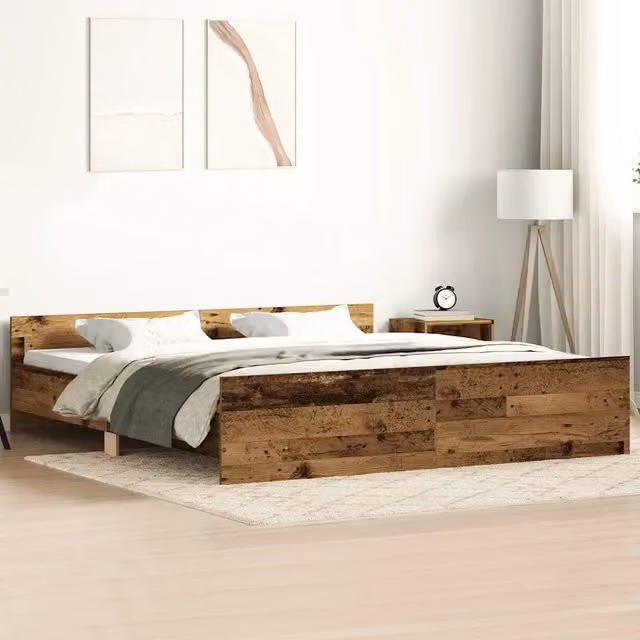 Giroletto vidaXL in legno di pino color marrone con doghe in legno, L/P/H: 203 x 163 x 50 cm – 1